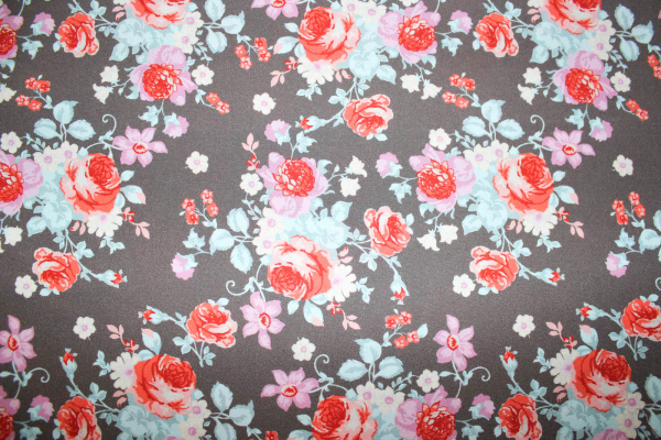 Baumwolle Emilie  Rosen dunkles taupe  (10 cm)